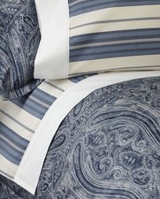 New RALPH LAUREN Allister Hagan King Sham Navy Blue Paisley Msrp 130