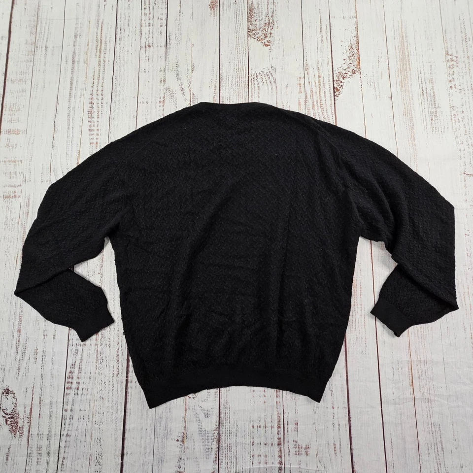 Tricots St. Raphael Black Soft Textured Silk Cashmere Blend Sweater Men's XXL - Image 2 of 4