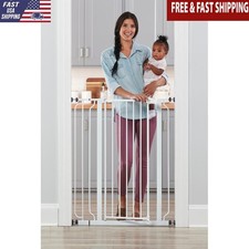 Extra Tall Baby Safety Gate Walk Thru Adjustable Pressure Mount Durable Metal US
