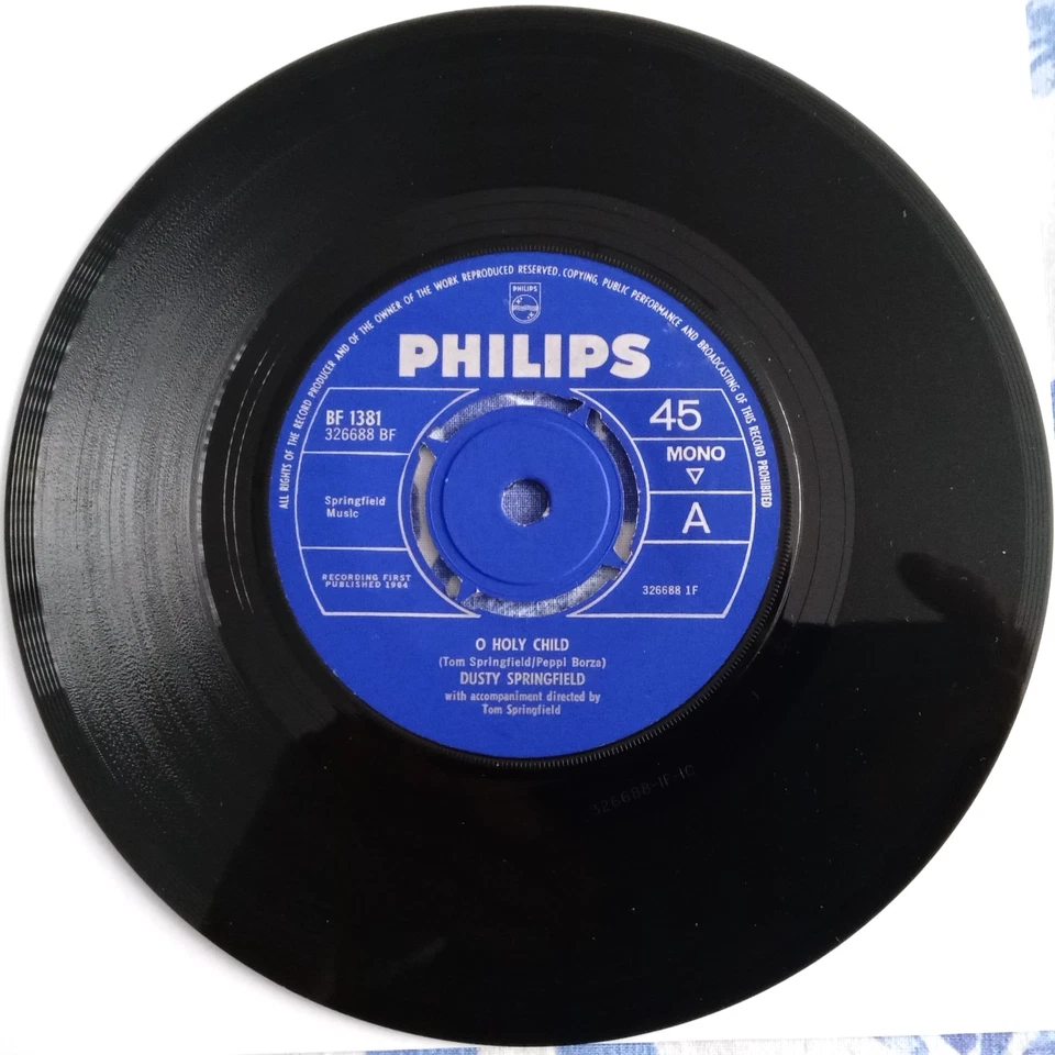 DUSTY SPRINGFIELD, O HOLY CHILD, 1964 PHILIPS LABEL, PIC SLEEVE, EX+ / VG. - Image 3 of 4