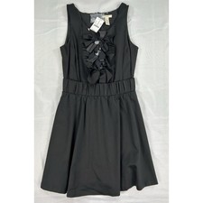 JCrew Black Ruffle Bib Sleeveless Fit and Flare Dress 27248 Womens Size 0 NWT