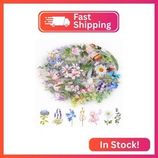 160Pcs Natural Flower Stickers for Scrapbooking,Self-Adhesive Transparent Flower