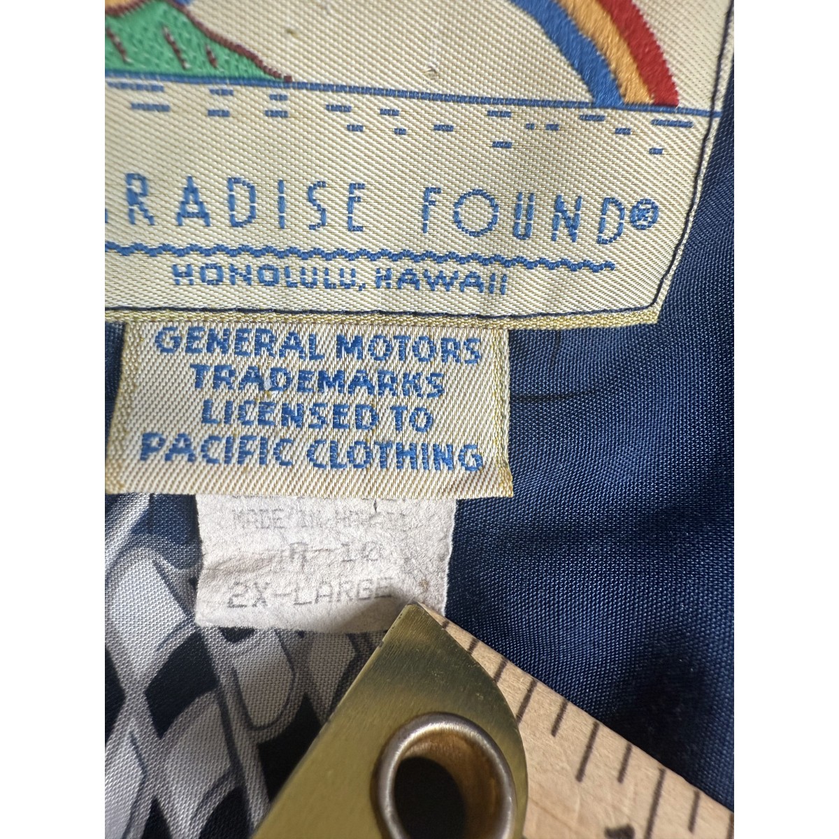 Vintage Paradise Found Corvette Hawaiian Shirt Men's 2XL Navy Casual Button-Up