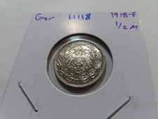 H118 German Empire 1918-F Silver 1/2 Mark