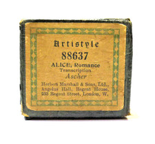 Vintage 88 Noten Artistyle Pianorolle "Alice, Romance" von Joseph Ascher, um 1910