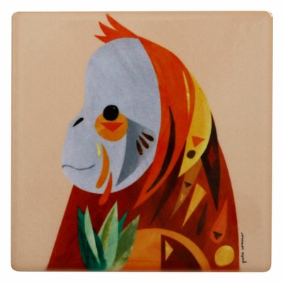 Maxwell & Williams Pete Cromer Untersetzer Orangutan, Keramik, Kork 9.5 x 9.5 cm