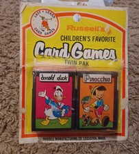 Vintage Disney Russell's Card Games Twin Pak Donald Duck Pinocchio