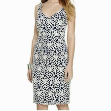 LAUREN RALPH LAUREN Ivory & Blue Crochet Lace Sleeveless Dress 16 EUC