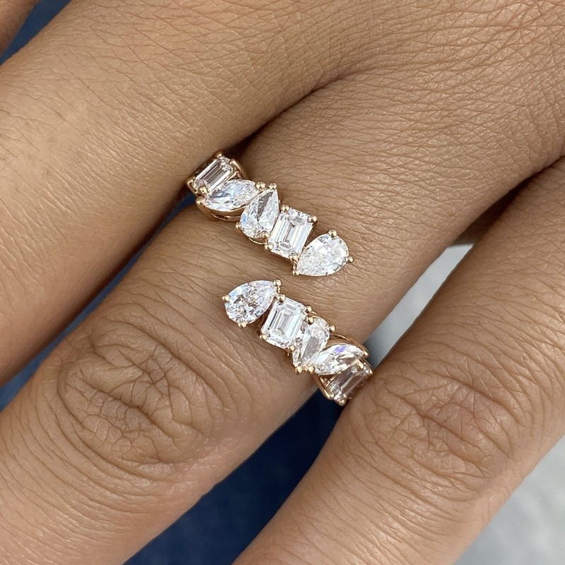 1.6ct Multishape Band Ring Rose Gold 14K Labcreated Diamond F/VS