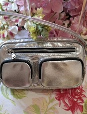 Borsa a tracolla Zara piccola argento metallizzato tasche con zip 