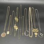 Vintage Costume Jewelry Lot of 10 Necklaces Retro Owl Cross Coin 1776 Shield