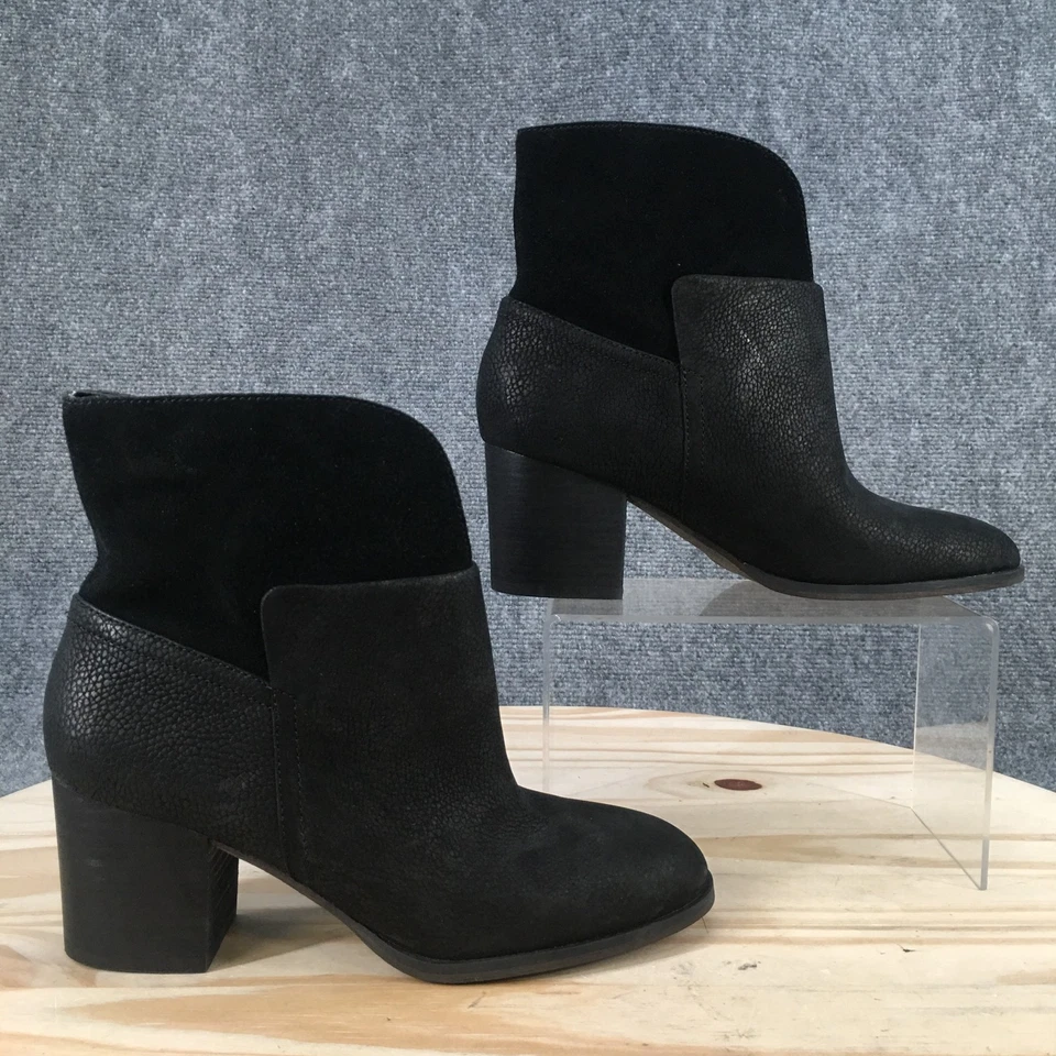 Nine West Boots Womens 8 M Dale Ankle Bootie Black Leather Comfort Block Heels - Image 2 of 4