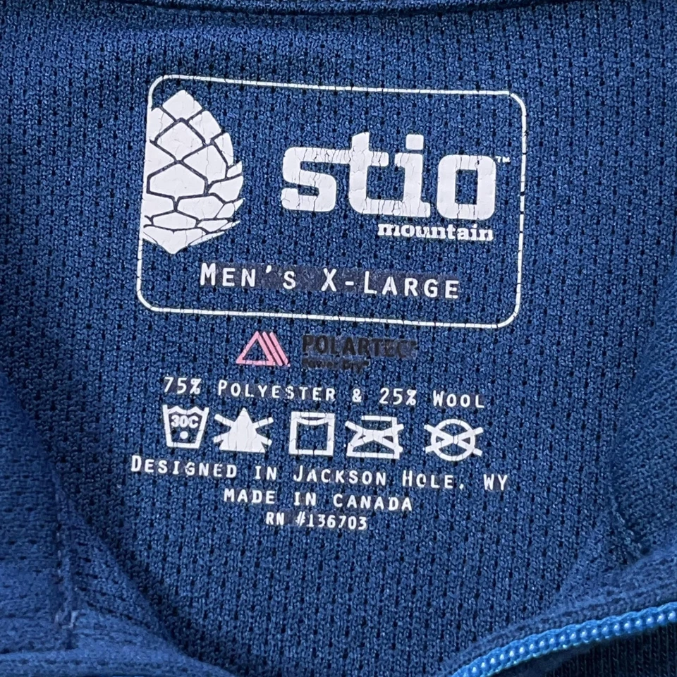 Pullover Stio Para Hombres XL Azul Cuarto Cremallera Polartec Mezcla de Lana Capa Base Foto 2 de 4