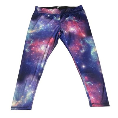 Zone Pro Womens Plus 3X Space Star Leggings Blue Purple Celestial Galaxy Cosmos