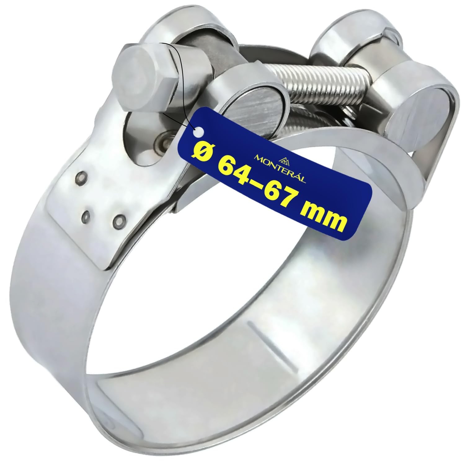 Collier de serrage métallique Ø 64-67 mm en acier zingué haute pression pour tube rigide