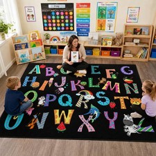 5x7 Ft ABC Rug, Colorful Alphabet Kids Play Rug for Classroom Educational