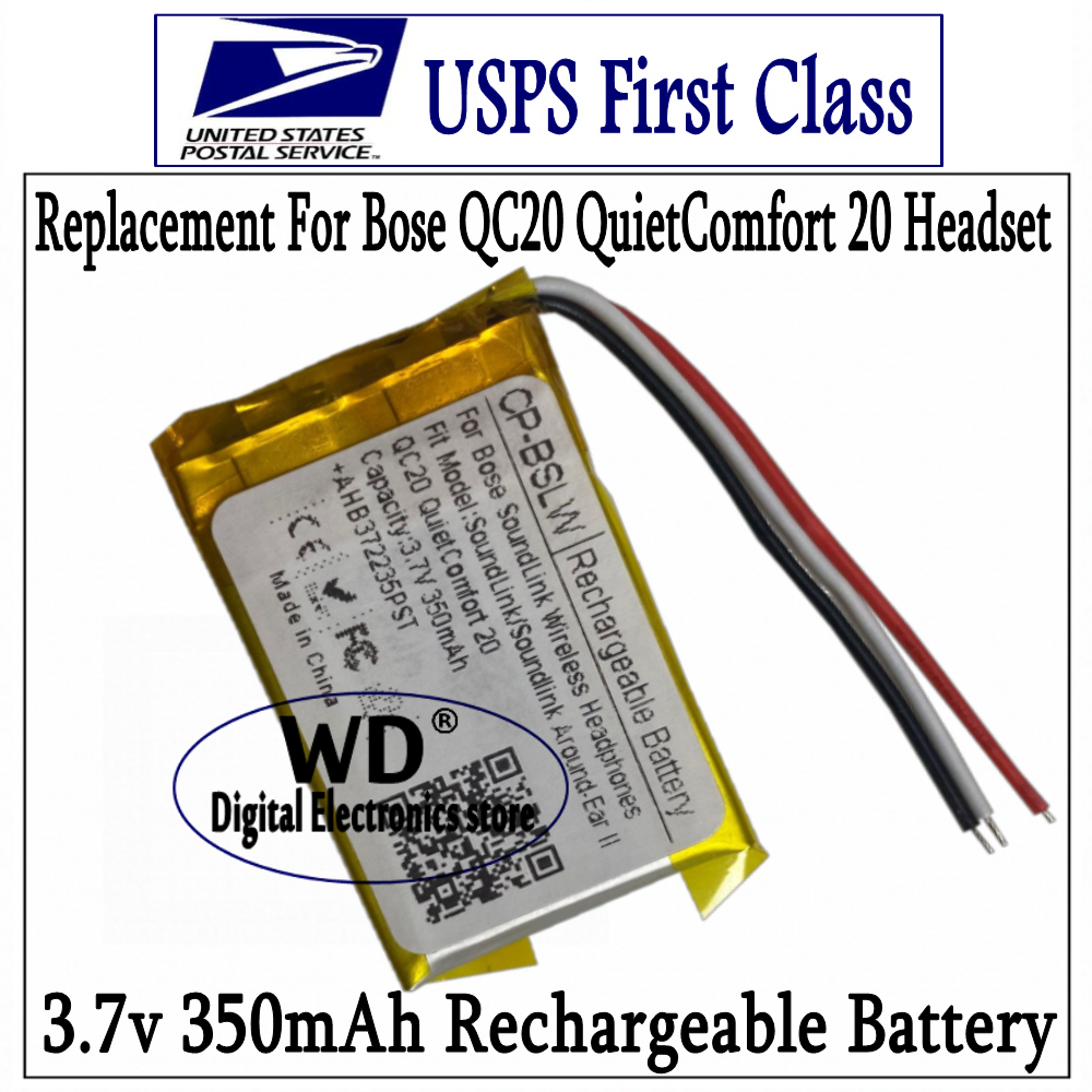 Rechargeable 350mAh Repair Battery for Bose QC20 QuietComfort 20