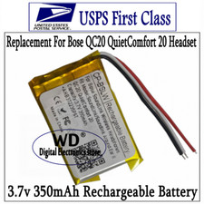 Rechargeable 350mAh Repair Battery for Bose QC20 QuietComfort 20 Headset