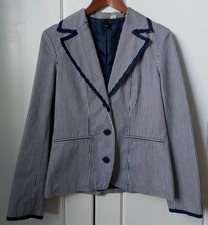 Dark Blue & White Striped Smart Overcoat/blazer