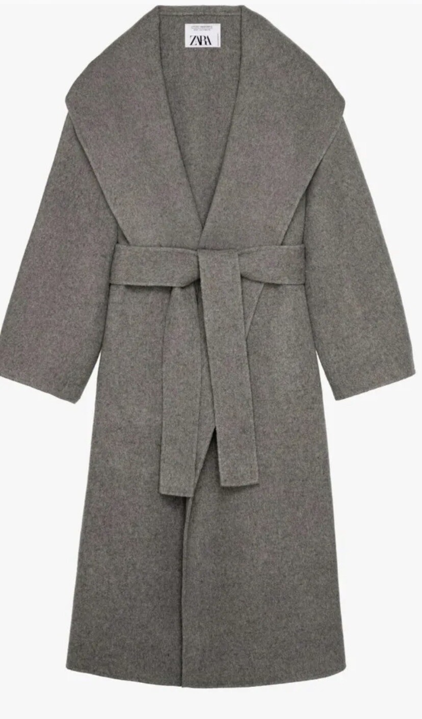 ZARA AW22 Limited Edition Collection 12 Wool & Cashmere Blend Coat M-L Grey Long image 4