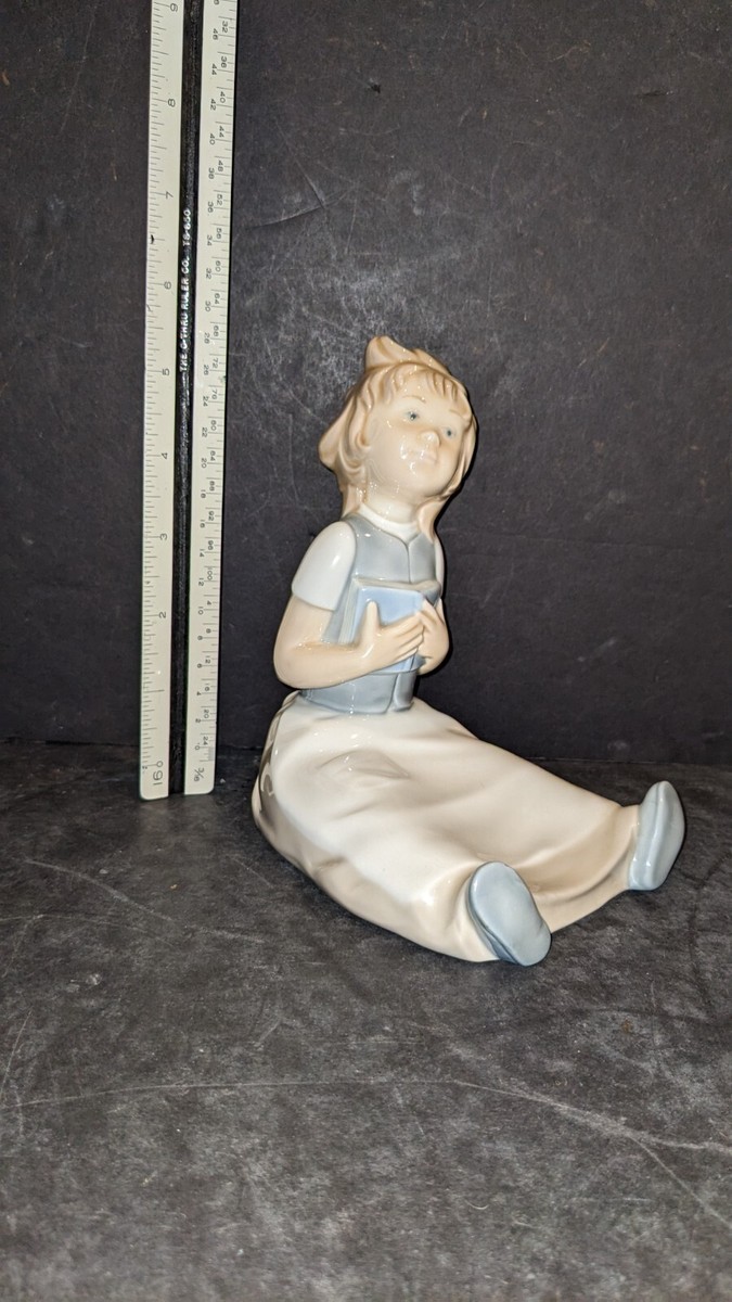 Lladro Nao Porcelain Girl Sitting Holding a Book approx 6