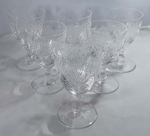 SELTENES SET MIT 6 EDINBURGH KRISTALL ED177 BLUMENDISTELN SHERRY PORTBRILLE