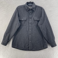 Grizzly Mountain Flannel Shirt Men Medium Dark Grey Heavyweight Cotton Casual