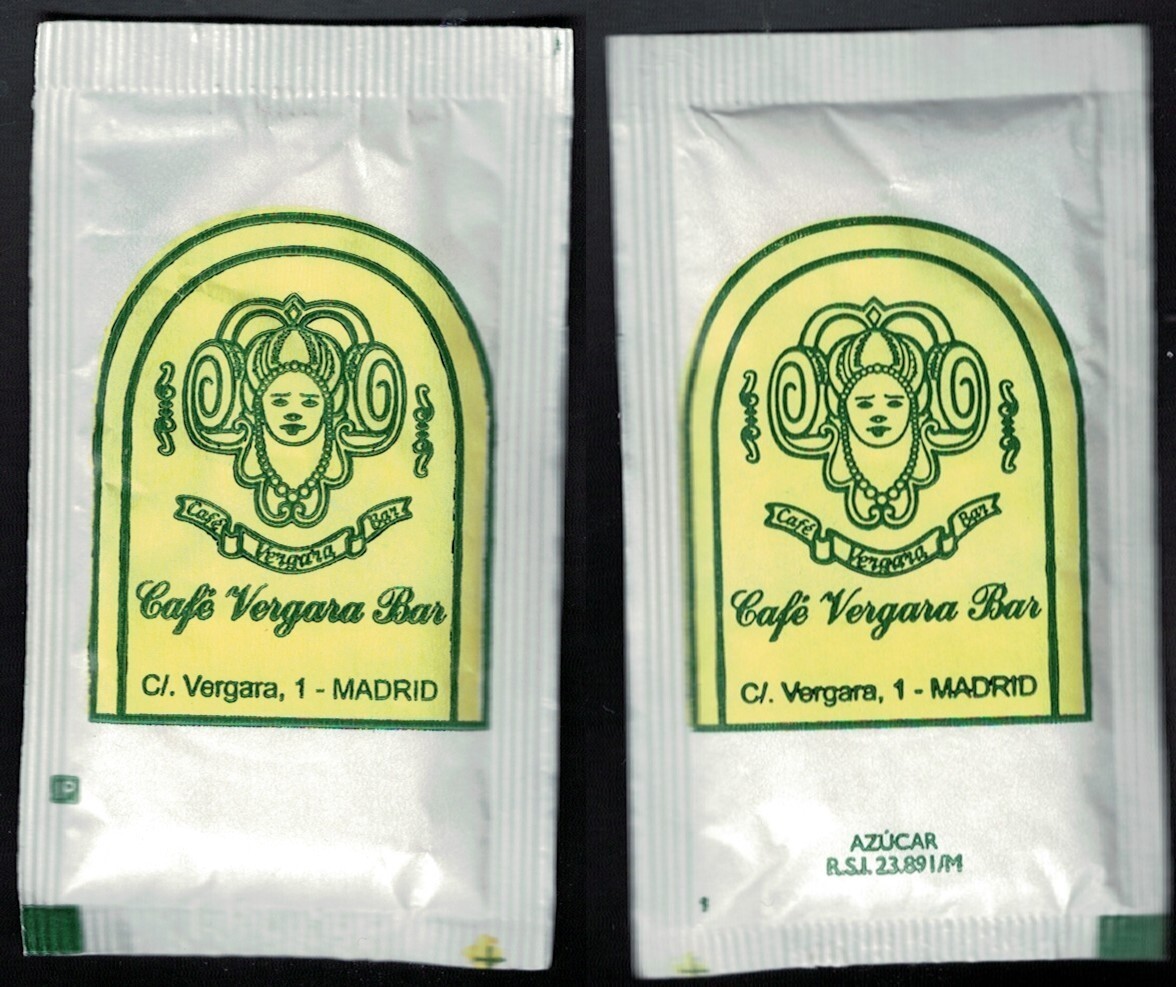 Espagne Sachet Sucre Sugar Azúcar Café Vergara Bar Madrid