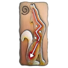 Coyote/Wolf Right, Metal Wall Art with Frame, Cut Out, Sunset Swirl Finish, USA