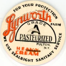 Milk Bottle Cap - Lynworth Farm - Fulton, NY (New York) - HEAVY CREAM