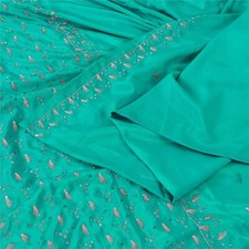 Sanskriti Vintage Indian Sarees Art Silk Hand Beaded Craft Fabric Premium Sari
