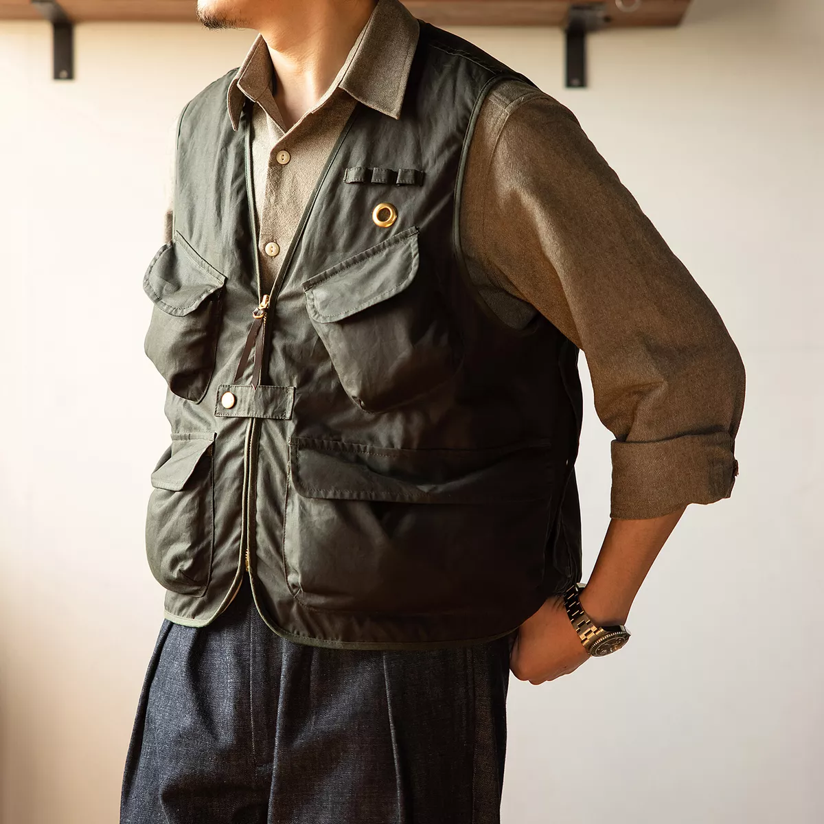 Waxed shop cotton vests