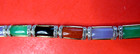 STERLING SILVER GEMSTONE BRACELET WOMANS STAMPED AMETHYST JET EMERALD VINTAGE EX — photo 3