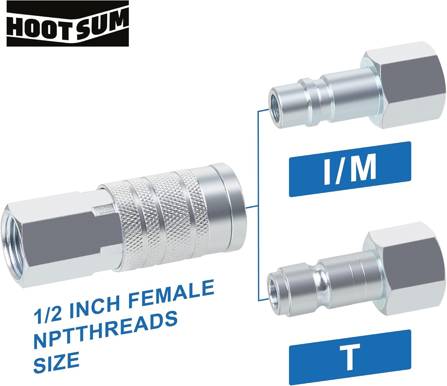 1/2&rsquo;&rsquo; Air Hose Fittings Set, High Flow 1PC I/M Industrial Type Coupler New