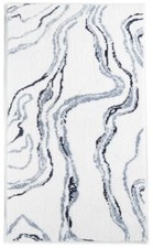 Hotel Collection Marble Tufted 22" X 36" Cotton Bath Rug - White / Blue - NIP
