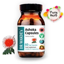 DR WAKDE'S Ashoka Capsules (Saraca asoka) | 60 Veg Caps | Ayurvedic Supplemen...