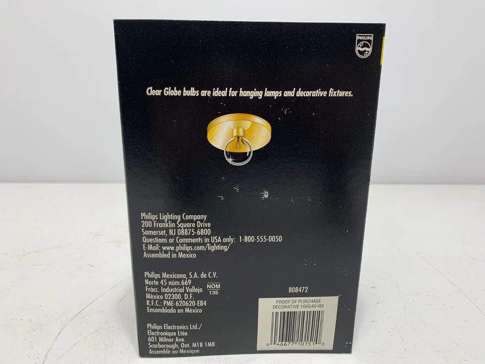 Philips 100G40/4M G40 5" Globe Clear Bulb 100W 120V 4000 hrs (lot of 4) - Image 4 of 4
