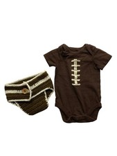 Football-Themed Baby Top  Crochet Diaper Cover Set 7240