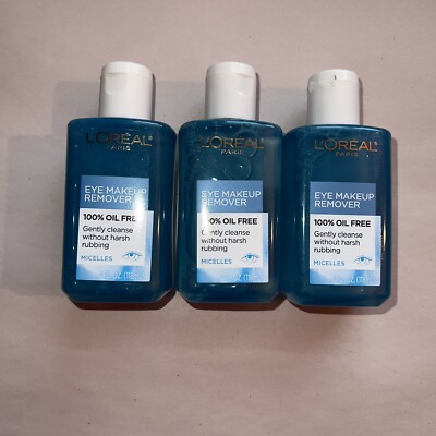 L'Oreal Paris Eye Makeup Remover 100% Oil Free 4 fl oz Lot Of 3 New