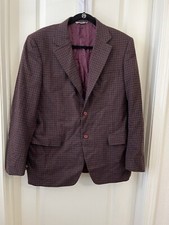  1695 Canali Siena Dark Red Tonal Plaid Wool Sport Coat Mens Italy 52 R