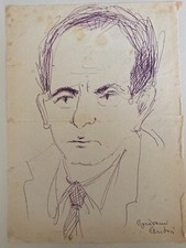 GIOVANNI ANTOCI - (Amelia 1933-Roma-2009) - RITRATTO A  PENNA FIRMATO - Anni '70