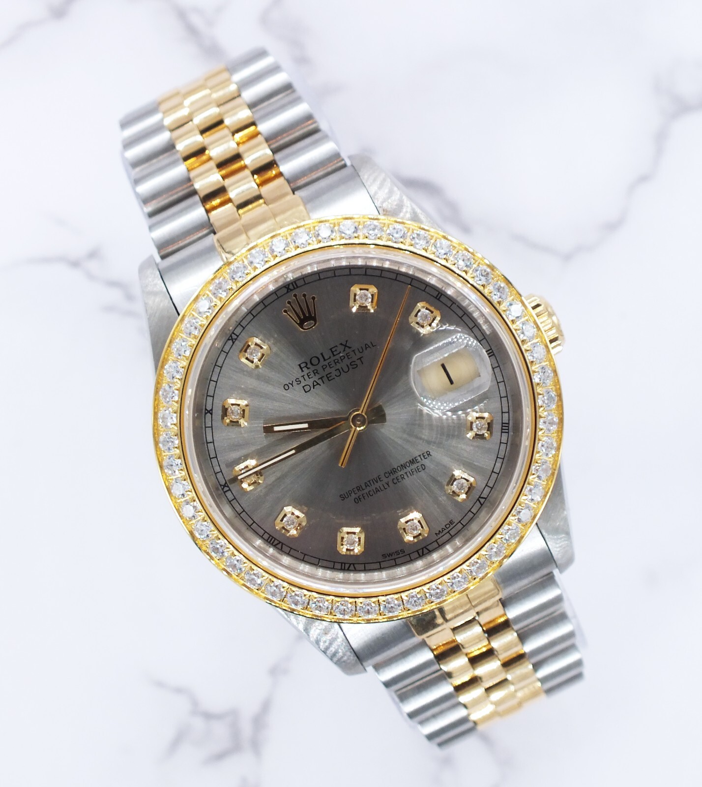 Rolex Datejust with Grey Diamond Bezel