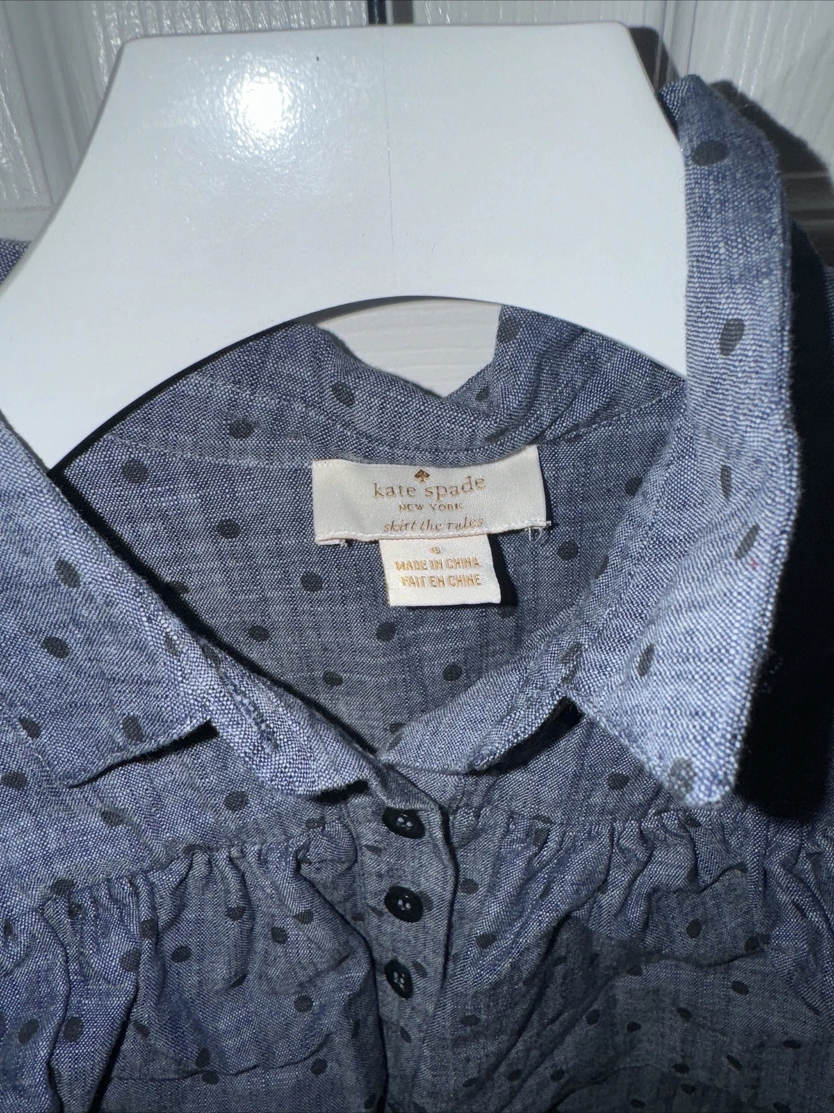 ABITO A POIS KATE SPADE NEW YORK A SPALLA FREDDA BLU CON VOLANT A POIS TAGLIA 8