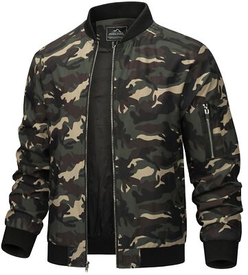 Men's Lightweight Bomber Jacket Spring Fall Thin Casual Coat Full-Zip Work Coats