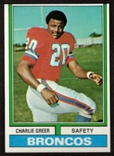 1974 Topps Charlie Greer #217 Denver Broncos 