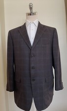 Ermenegildo Zegna Made in Italy Cashmere Silk 3-Button Check Sport Jacket 48 R