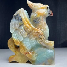 274g Natural Crystal Mineral Specimen. Amazon Stone. Hand-carved Griffin.Gift.SP