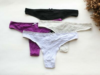 4 Pack Women T-back Thongs cotton Underwear Lingerie Hipster G-string Knickers S