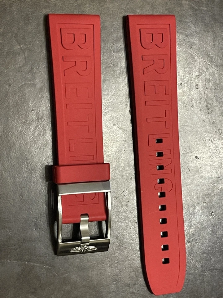 Correa de goma roja Breitling OEM 22 MM Diver Pro con hebilla Tang OEM Foto 4 de 4