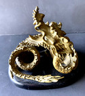 DRAGON SERPENT COILED UP MEDIEVAL ANTIQUE BRONZE SCULPTURE STATUE 8" TALL — photo 4